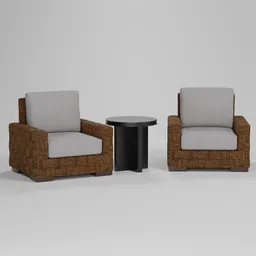 Wicker Chair Set with Side Table