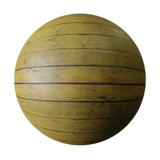 High-quality PBR texture of distressed painted wooden planks, ideal for 3D models in Blender and other rendering software.