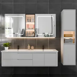 Modern White Bathroom Furniture Set