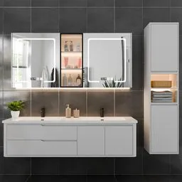 Modern White Bathroom Furniture Set
