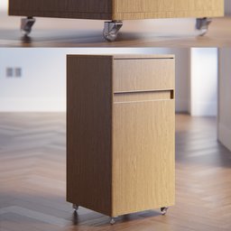 "Get the elegance and functionality of the Arrondi Bedside Table 3D model for Blender 3D. Crafted with advanced techniques, this realistic asset features smooth and rounded corners, durable MDF structure, and customizable textures for any virtual environment. Choose fixed or wheeled options for added convenience and sophistication."