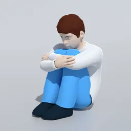 Cartoon Kid Sitting On Floor