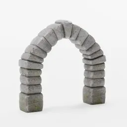 Low-poly Gothic stone arch 3D model with 2K PBR texture, ideal for Blender medieval scene creations.