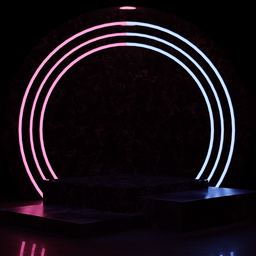 Pink & Blue Neon with Square Podium