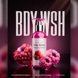 Raspberry bodylotion creative mockup
