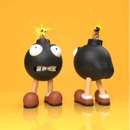 Cartoon bomb character