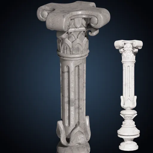 Intricately detailed Blender 3D model of a textured column for animation and design.