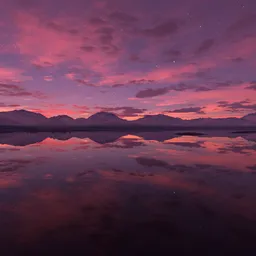 Pink Sky Twilight over Lake