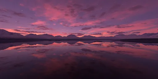 Pink Sky Twilight over Lake