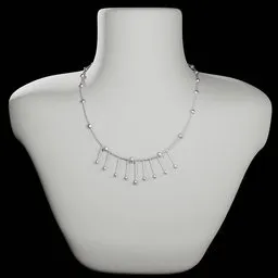 Realistic 3D model of a white gold pendant on a bust display optimized for Blender 3D artists.