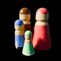 Wooden Childs Toy Colorful Family