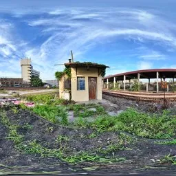 Sunset Old Train Station Grass Bluesky