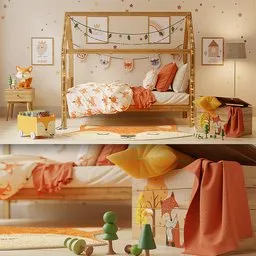 bedroom Fox Theme Interior 3D Scene