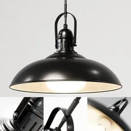 "Vintage Industrial Two Lamp 3D Model for Blender 3D - A close-up of pendant lamp with a black steel building design. Created by Johan Lundbye and perfect for retail and catalog product photography."
