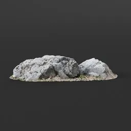 "Realistic Stones Embedded in Ground 3D Model for Blender 3D - Inspired by Patinir and Israëls, with Photorealistic Ambient Occlusion and Bushes in Apex Legends Style. Display Item from Zabovresky - JPEG Artifact Free."