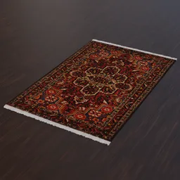 "Persian Bakhtiari Carpet 3D model for Blender 3D with intricate border and tileable pattern. Perfect for adding warmth and elegance to your 3D scenes. Increase rendering efficiency by reducing particle system count."