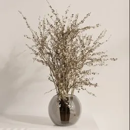 Neutral Dried Foliage Glass Vase