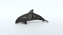 3D Voronoi dolphin figurine model in Blender, optimized for CG visualization with a quad mesh structure.