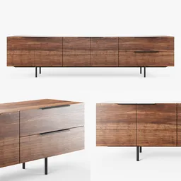 Walnut TV Console Cabinet