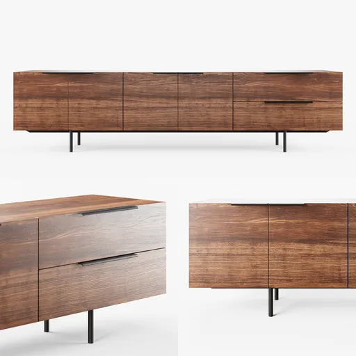 Walnut TV Console Cabinet