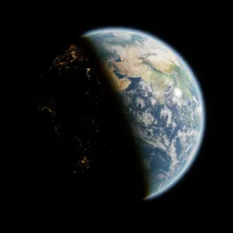 High-res Blender 3D model of Earth, showcasing realistic textures and atmospheric effects, optimized for variable composition.