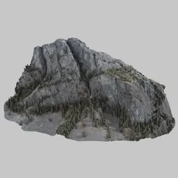 "Large Rocky Mountain Cliff 3D Model for Blender 3D - British Columbia Canada Photoscan. Perfect for landscapes and diorama scenes with realistic rock figurine and hemlocks. Ideal for video game assets and image datasets."