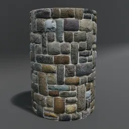 Stone Cylinder Post Pillar Mixed