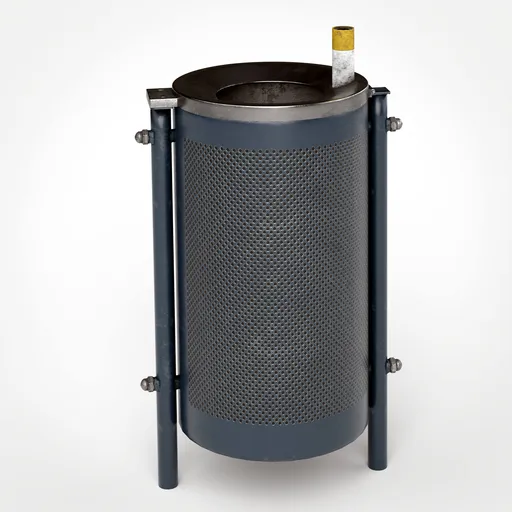 Realistic 3D model of a metal mesh public trash can with detailing, optimized for Blender Asset Browser use.