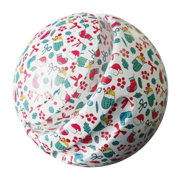 PBR texture of festive Christmas wrapping paper with customizable scale, color, and reflection for 3D materials in Blender.