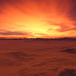Orange Sunset Snow Landscape