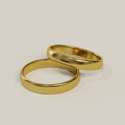 High-quality 3D-rendered golden wedding bands, ideal for Blender animation projects.