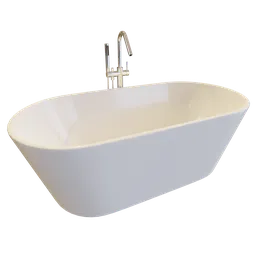 "Realistic 3D model of a modern freestanding bathtub with elegant faucet, optimized for Blender rendering."