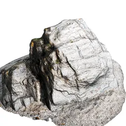 Detailed photoscanned 3D beach rock model with realistic 2K PBR textures for Blender rendering.