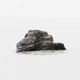 "Photoscanned landscape 3D model of a large beach rock with 2K PBR texturing inspired by Frederik Vermehren, suitable for Blender 3D. Featuring simplified forms and high-resolution textures, this rocky shore asset is perfect for diorama or islandpunk scenes. Based on the AI-generated description, the model brings a touch of wilderness, like a catalog photograph of a rocky lake shore dredged from the seabed."