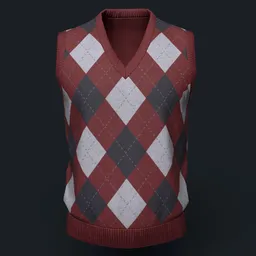 Dark Red Argyle Knit Vest