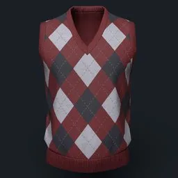 Dark Red Argyle Knit Vest