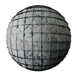 Gabion with wire ans stone