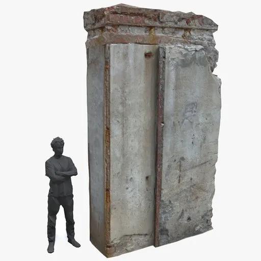 Detailed low-poly 3D model of a textured concrete pillar ruin with brick elements, optimised for Blender with 4K textures.