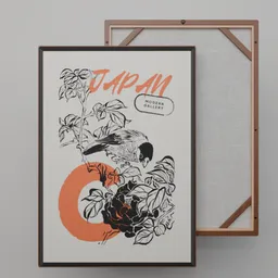 Japanese Fabric Wall Art "bird"