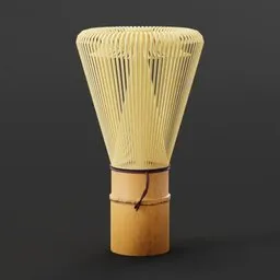 High-quality 3D model of traditional bamboo tea whisk used in Japanese tea ceremonies, rendered in Blender.