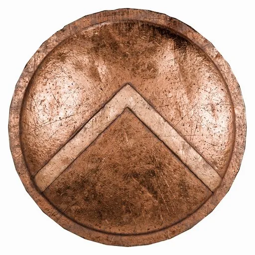 Detailed Spartan Shield 3D model with realistic textures, optimized for Blender rendering.