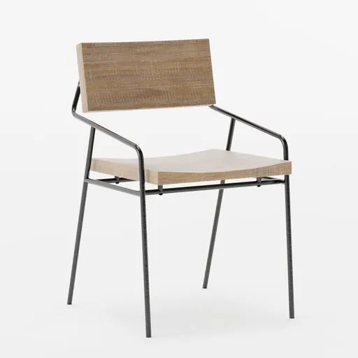 Detailed 3D model of a modern wood and metal chair, ideal for Blender 3D rendering and visualization.