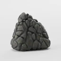 Low-poly stylized rock model with 2K PBR textures suitable for game environments, created in Blender 3D.