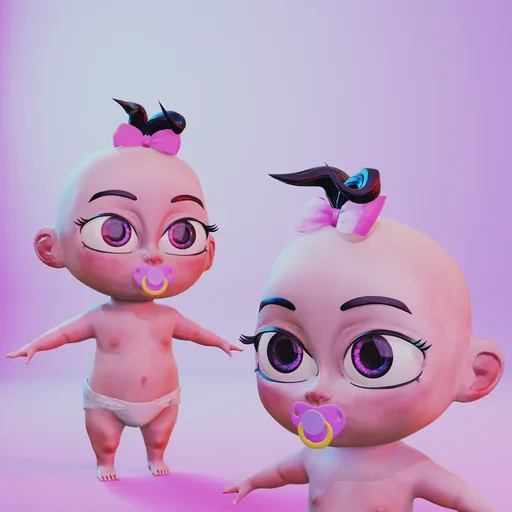 Stylized Cartoon Baby Girl – Rigged Base Mesh (Rigify)