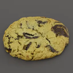 "Indulge in a chewy chocolate cookie 3D model for Blender 3D. Highly realistic and detailed, inspired by Leon Kossoff and rendered on Unreal 3D. Enjoy a parallax view effect and photo-realistic appearance by Alexandre Falguière."