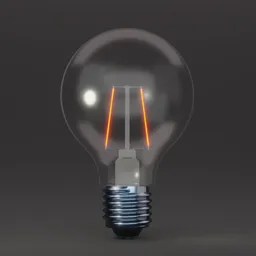 Realistic 3D-rendered LED lightbulb model with glowing filament, suitable for Blender projects.
