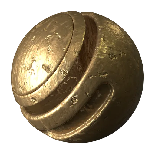 Textured old gold material, realistic PBR shader for Blender 3D rendering, high-quality and versatile for 3D projects.