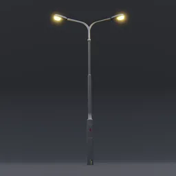 "Shinning street lamp post for Blender 3D: realistic texture, cyberpunk accessory with adjustable lighting. Commonly found in Central Europe."