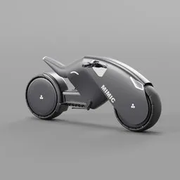 "Get the ultimate 3D model for your Blender 3D projects with the Electric Bike Mimic. This sporty concept bike features a sleek dark grey design and a smart phone holder for added convenience. Perfect for miners or anyone seeking a unique and stylish ride. "