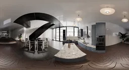 Elegant Loft Kitchen With Curved Ceiling